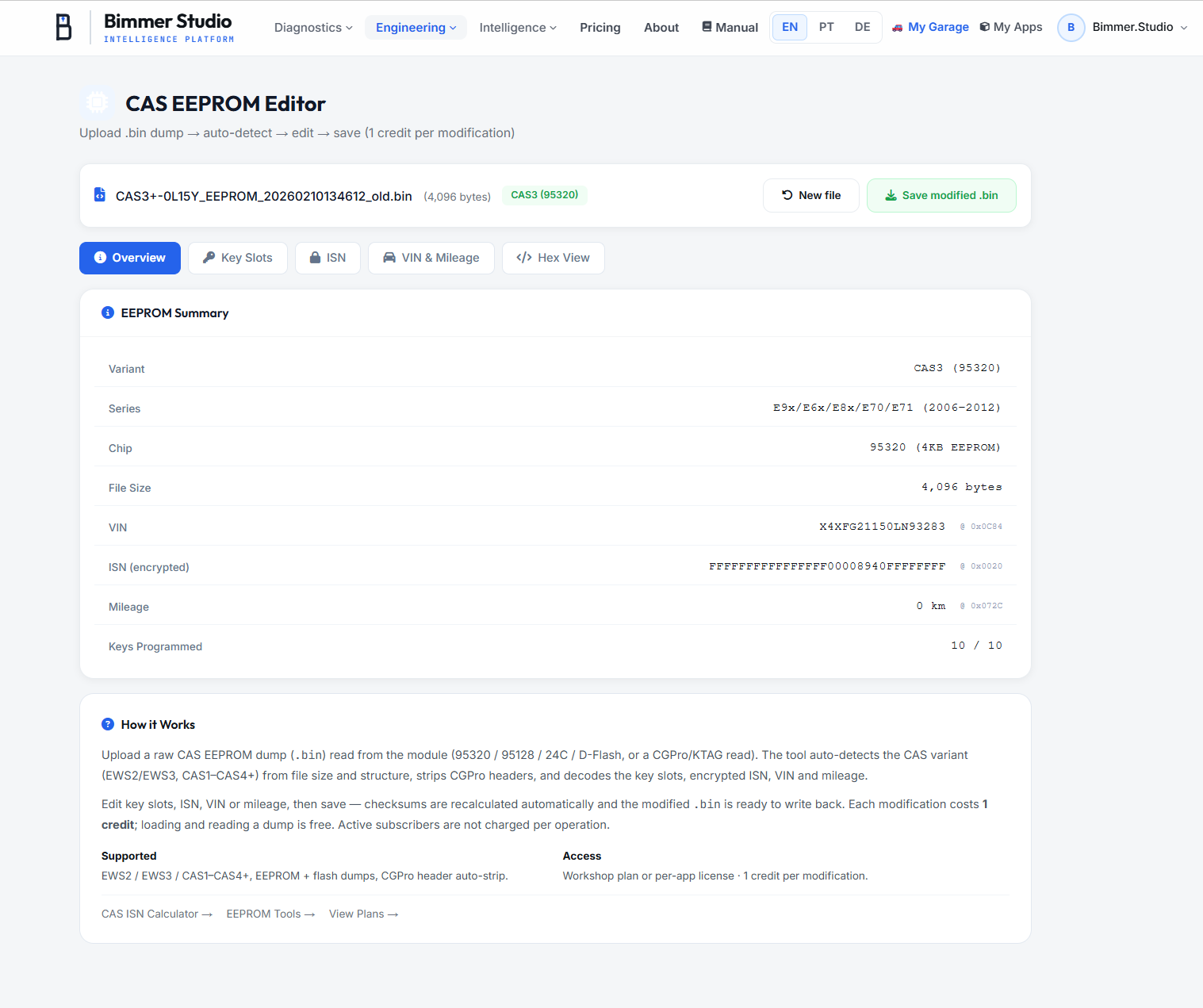 CAS Editor � key slot view