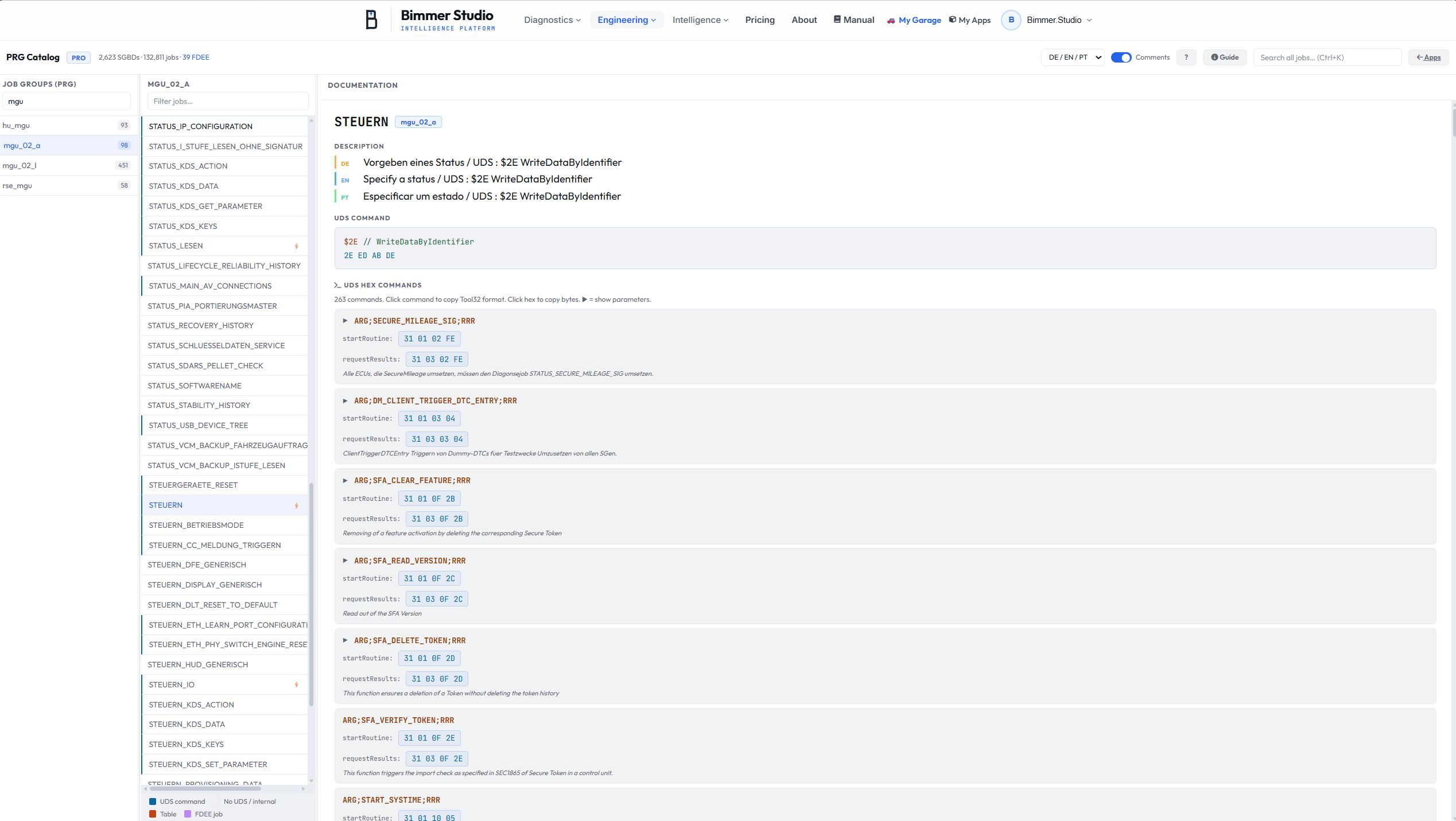PRG Catalog � byte-code UDS reproduction